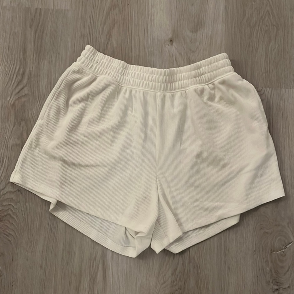 Waffle knit cotton shorts
